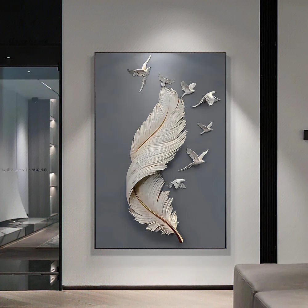 White Dove Feather canvas wall art – KingoDeco