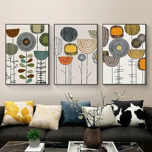 Modern Blooms (Set of 3) canvas wall art – KingoDeco