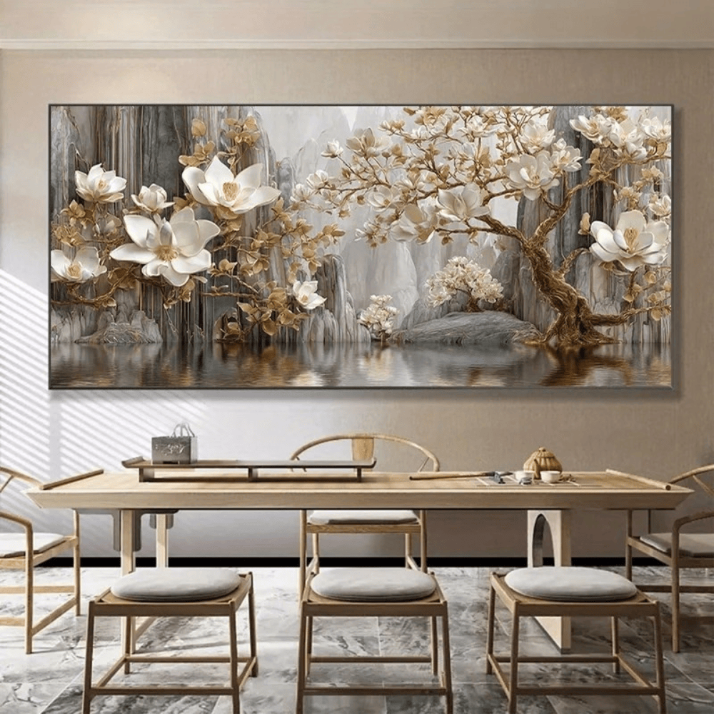 Golden Blooms canvas wall art – KingoDeco