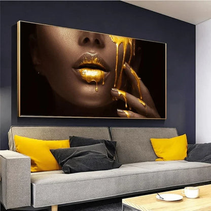 Gold Lips canvas wall art – KingoDeco
