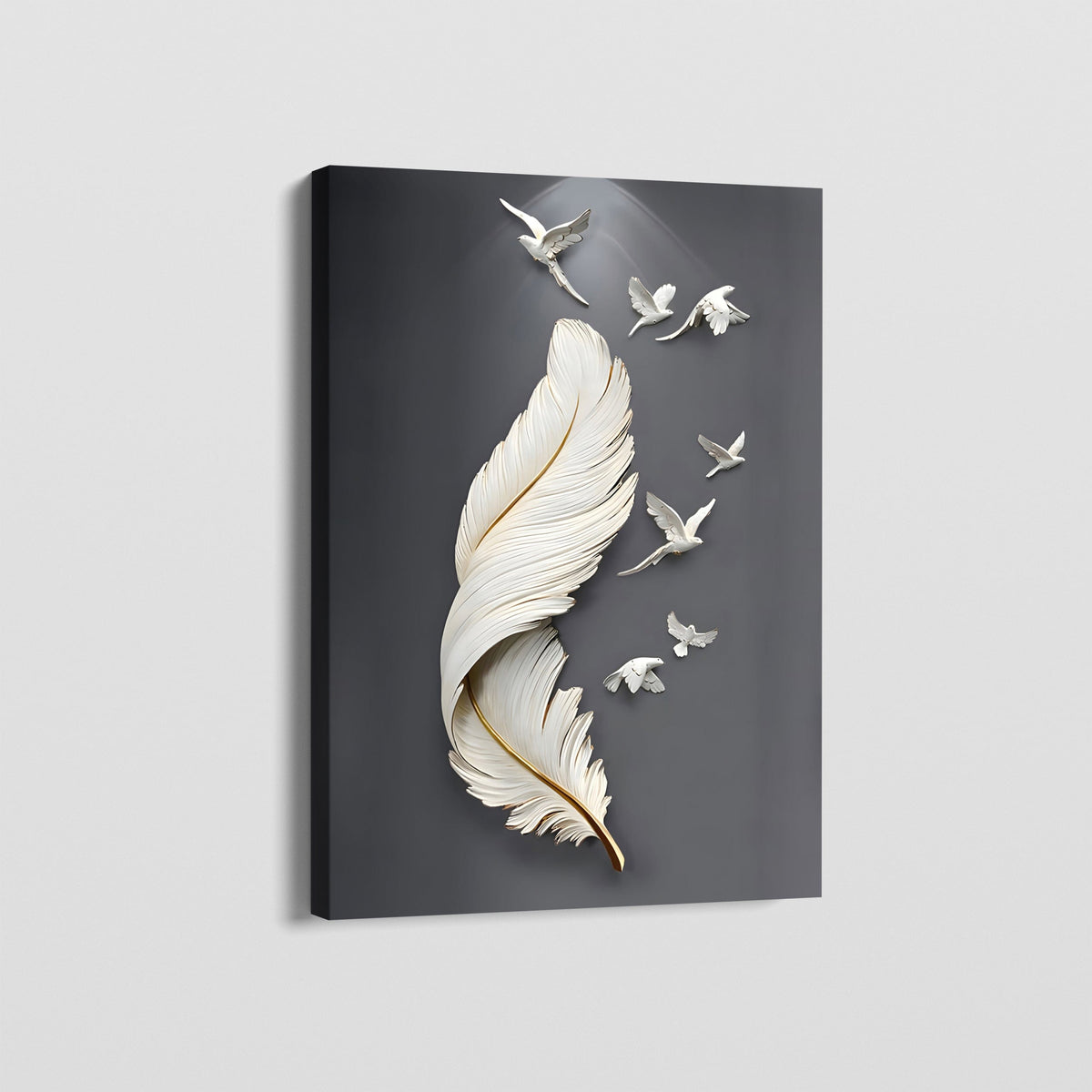 White Dove Feather canvas wall art – KingoDeco