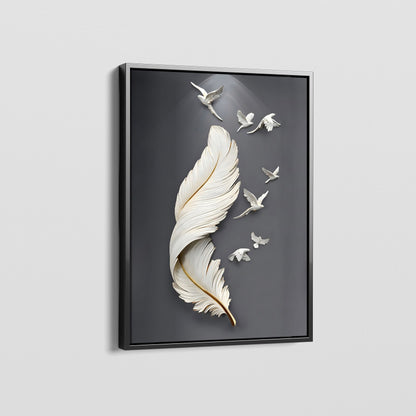 White Dove Feather canvas wall art – KingoDeco