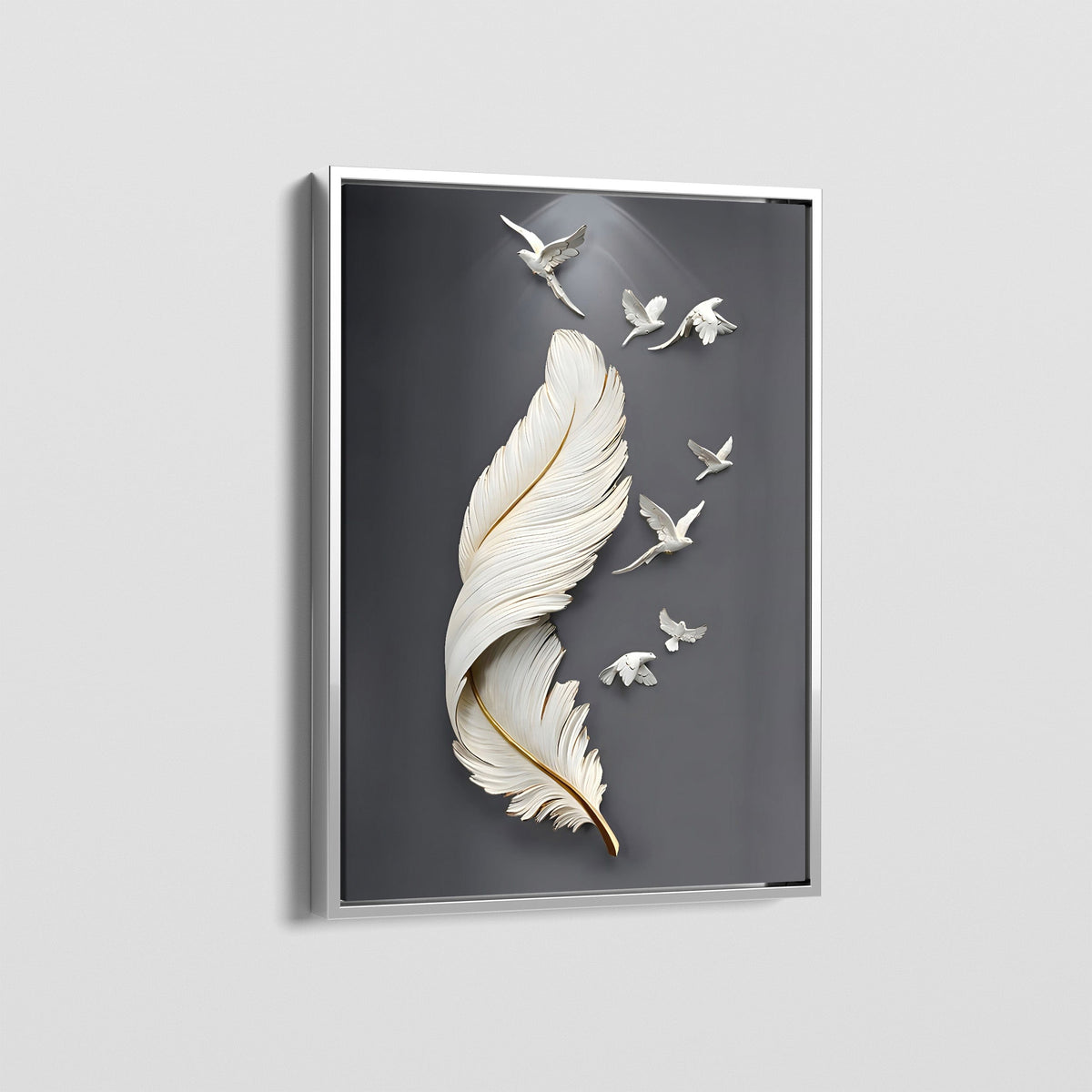 White Dove Feather canvas wall art – KingoDeco