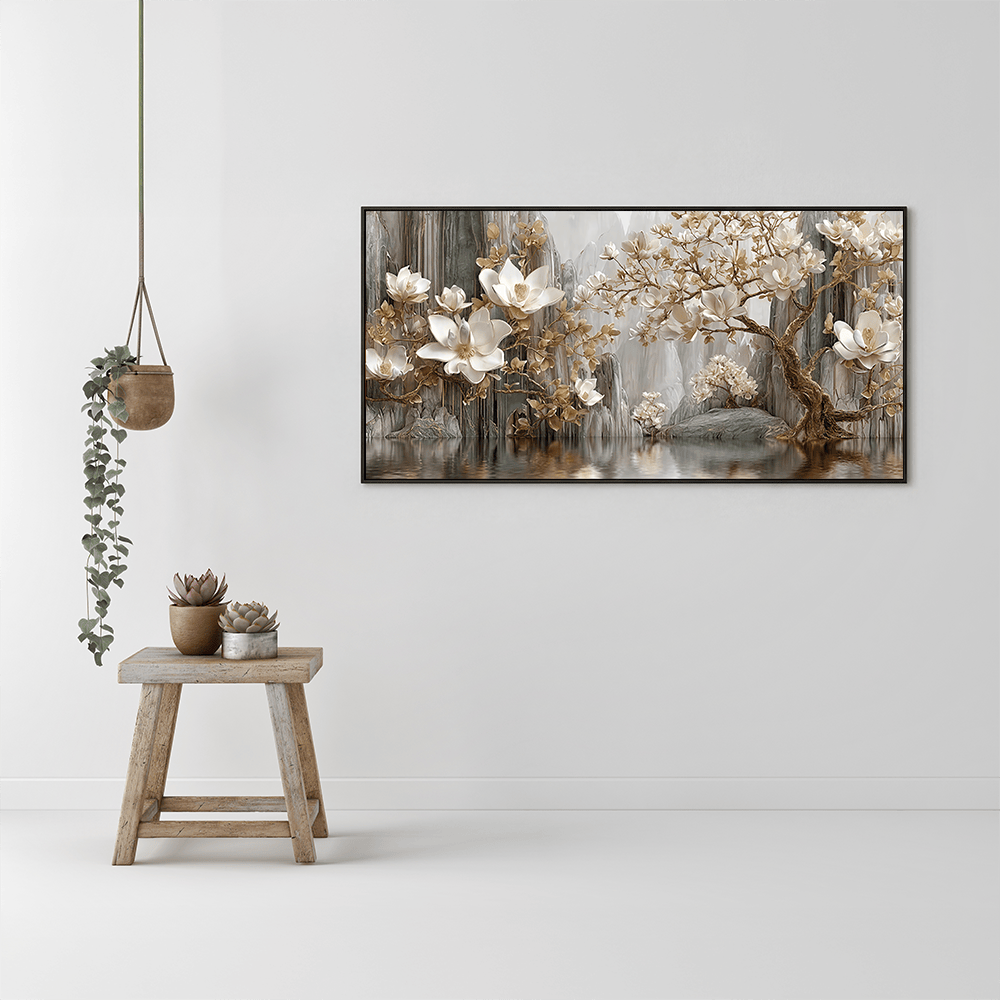 Golden Blooms canvas wall art – KingoDeco