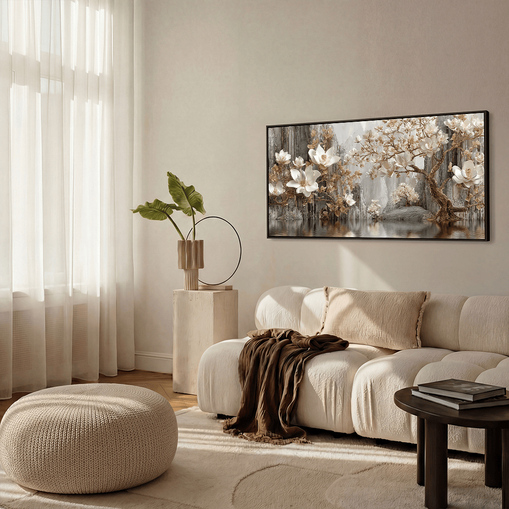 Golden Blooms canvas wall art – KingoDeco