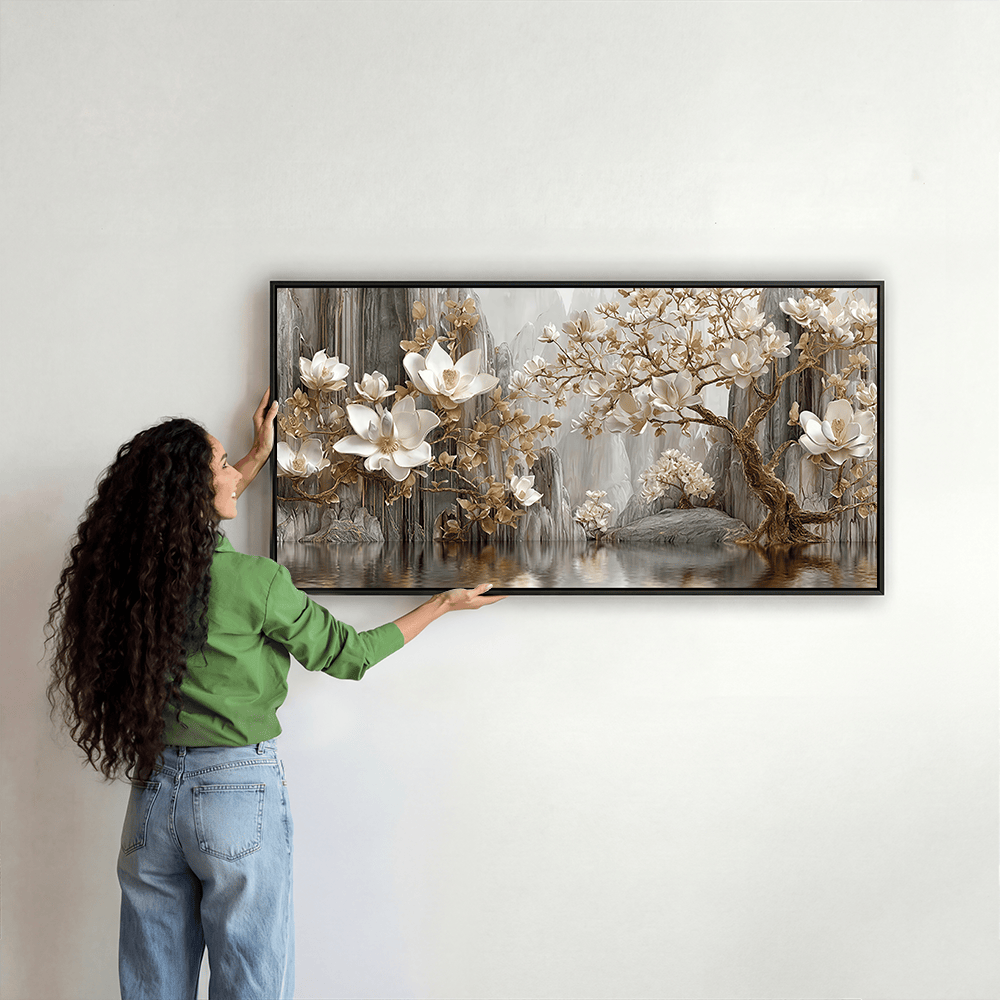 Golden Blooms canvas wall art – KingoDeco