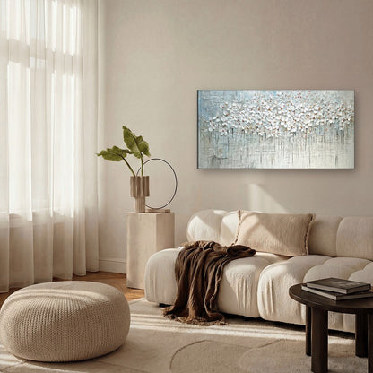 Concrete Blooms canvas wall art in a living room – KingoDeco