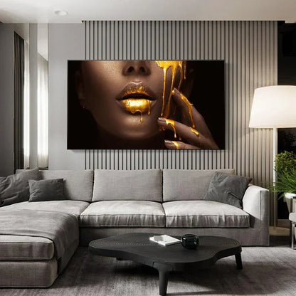 Gold Lips canvas wall art – KingoDeco