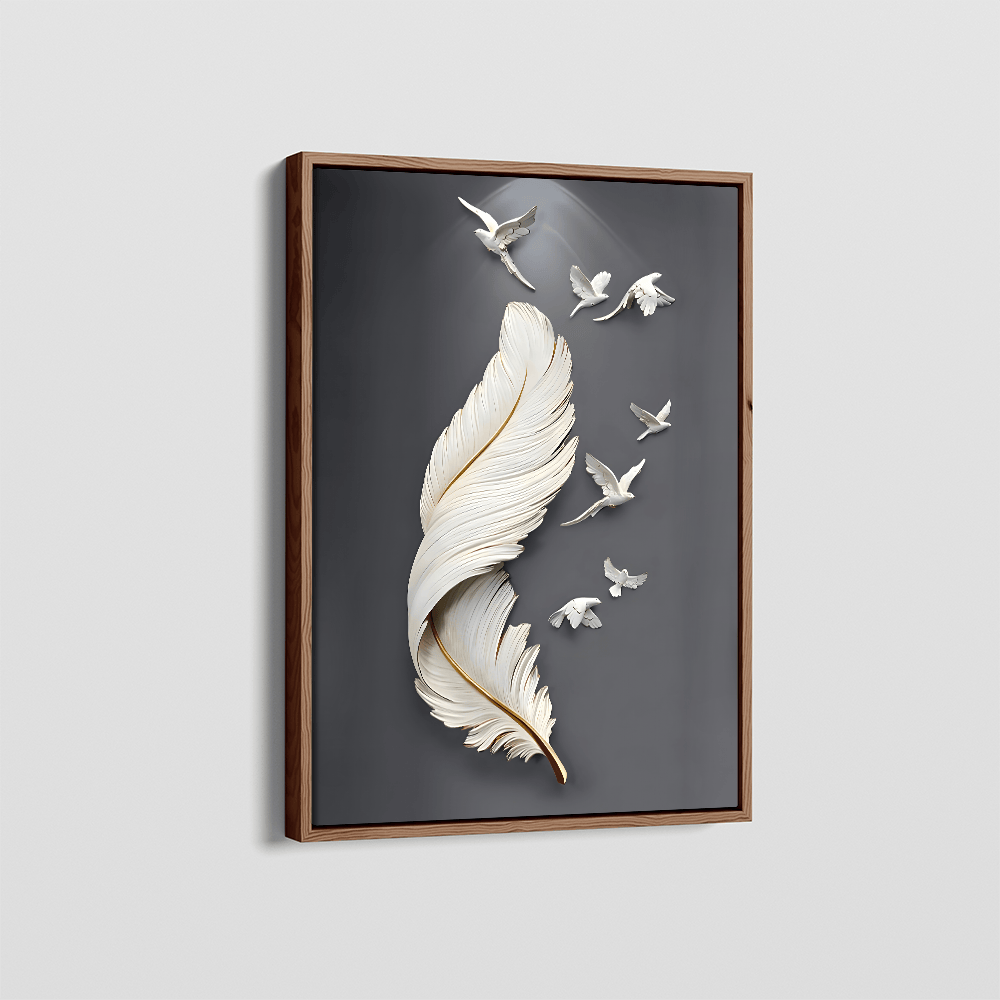 White Dove Feather canvas wall art – KingoDeco