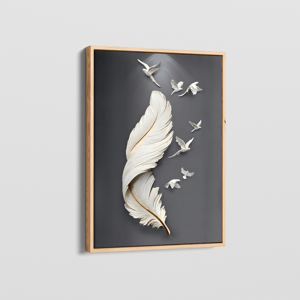 White Dove Feather canvas wall art – KingoDeco